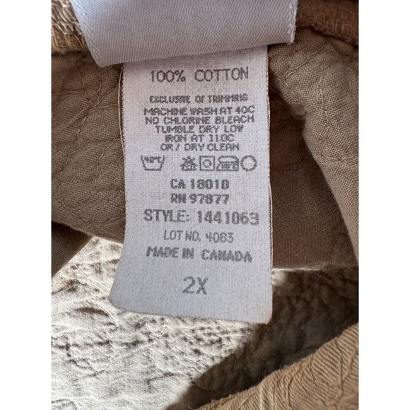 Womens Beige Quilted Button-Up Jacket By BTB Woman 2X 100% Cotton Made In Canada - Picture 6 of 14